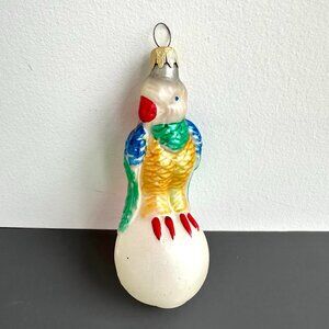 Vintage Blown Glass Parrot Christmas Ornament West Germany